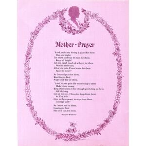 Mother - Prayer Margaret Widdemer 1980s Poem Retro Kitsch Wall Art SE6